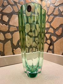 Vaso di vetro verde modernariato Ludwig e Company