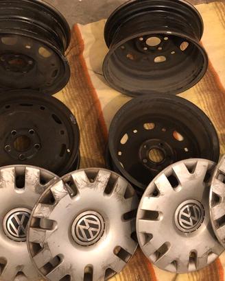 4 Cerchi in ferro 14" originali VW Polo 6Jx14H2