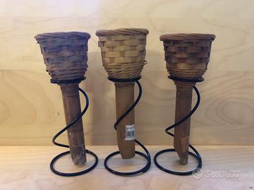 Tris porta vasetti in bambù per fiori