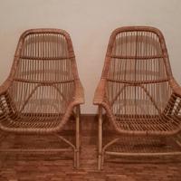Coppia di sedute in vimini e bambù 
