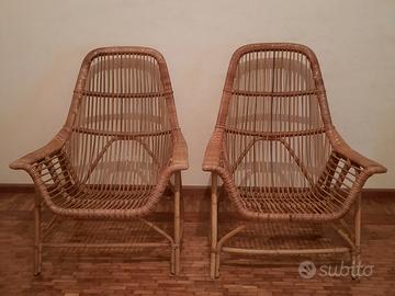 Coppia di sedute in vimini e bambù 