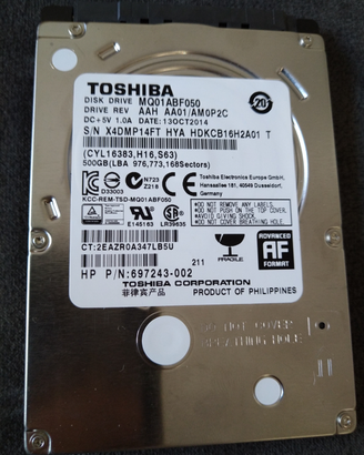HD Toshiba 2.5" 2,5" 500gb sata