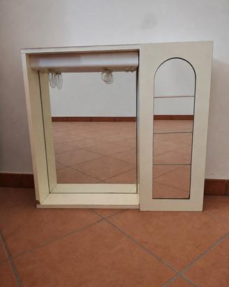Mobiletto bagno con specchio e luci vintage 