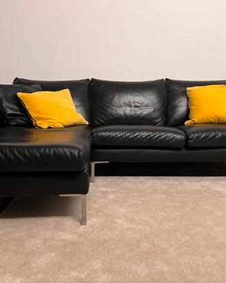 Divano chaise longue sinistra pelle nero