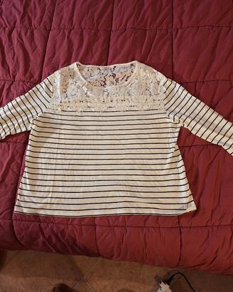 Maglia in cotone a righe sottili 