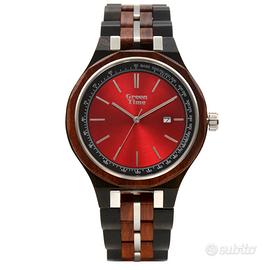 Orologio in legno quadrante rosso Green Time