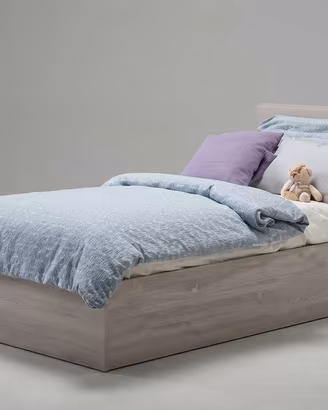 Letto singolo con testata e contenitore