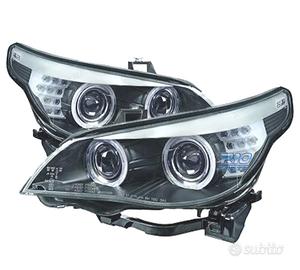 FARI XENON BMW E60 E61 07-10 ANGEL EYES NERO CHIAR