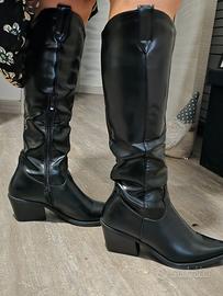 stivali da donna similpelle nera