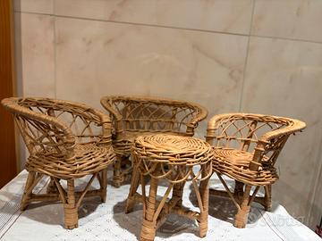 Salottino vimini per bambole