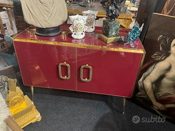 Credenzino legno vetro e bronzo