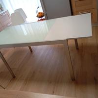 tavolo in vetro e acciaio satinato 