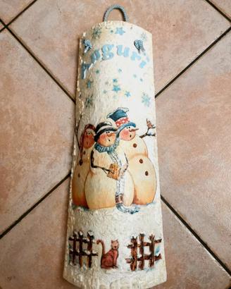 Tegola Decoupage Natale Pupazzi Neve Unico