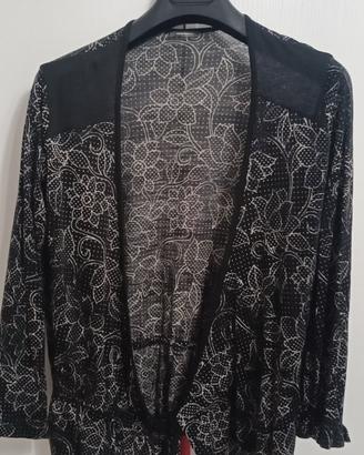 🌸 Cardigan donna NEWPENNY nero con fantasia flore