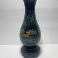 Vaso cinese vintage Fuzhou laccato dipinto a mano