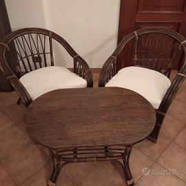 Salotto da esterno in legno sedie e tavolino