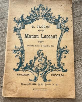 Giacomo Puccini – Manon Lescaut – Libretto d’epoca
