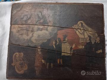DIPINTO EX VOTO SU LEGNO 1697