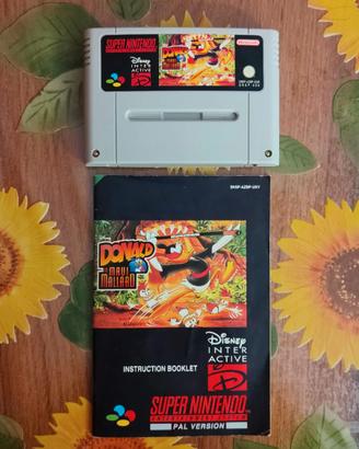 Donald Maui Mallard Gioco Snes PAL + Manuale