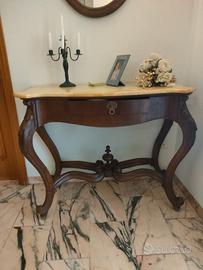 Consolle Luigi Filippo in Noce con Marmo -fine 800