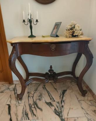 Consolle Luigi Filippo in Noce con Marmo -fine 800