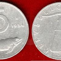 ITALIA 1954 Moneta 5 Lire SPL firma 1mm bordo