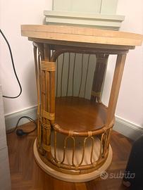 Tavolino tondo legno e bambu