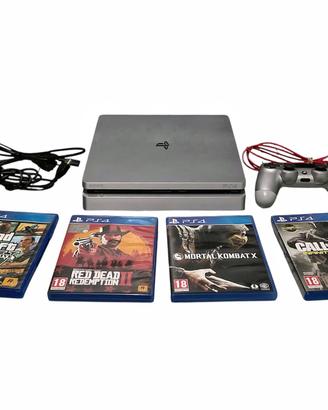 PS4 Slim Silver 500GB + 4 Giochi Inclusi