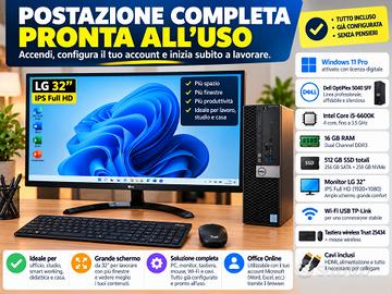 PC completo Dell i5 16 RAM 512 Gb + monitor LG 32"