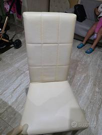 6 sedie color panna in pelle