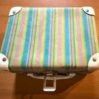 Valigetta per bambole vintage a righe anni 60/70
