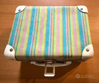 Valigetta per bambole vintage a righe anni 60/70
