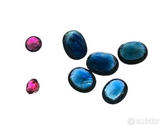 Lotto zaffiri naturali certificati + pietre rosse