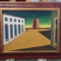 Piazza d'Italia de Chirico olio su tela
