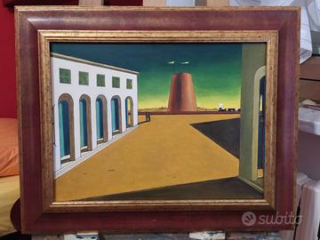 Piazza d'Italia de Chirico olio su tela