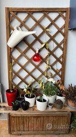 Fioriera in legno con pannello grigliato