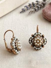 Orecchini Vintage Arg 925 e Rosette di Micro-perle