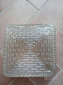 Plafoniera quadrata vintage in vetro