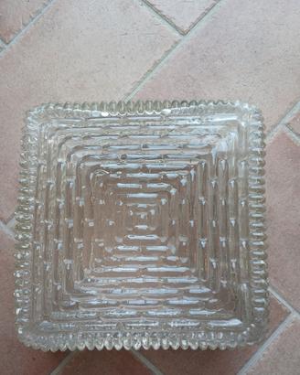 Plafoniera quadrata vintage in vetro