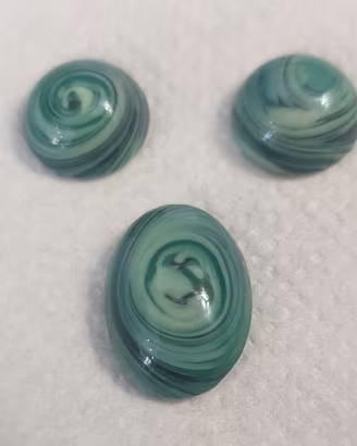 3 Cabochon Vintage Vetro Malachite (Slag Glass) pe