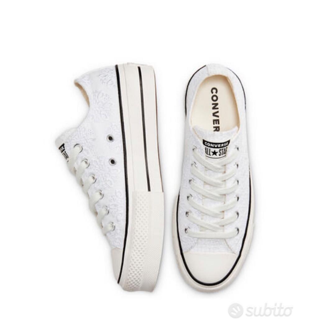 Converse Platform bianche ricamate 35 Abbigliamento e Accessori In vendita a Caltanissetta