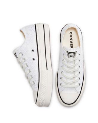 Converse Platform bianche ricamate 35
