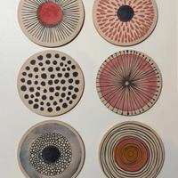 Set da 6 pezzi decorazioni tonde in legno Stile fr