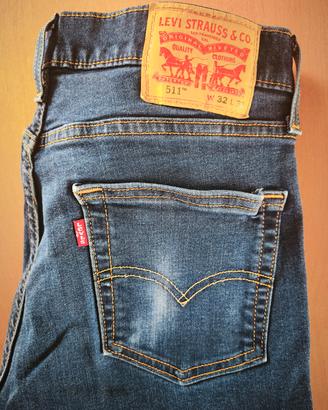 Levi's 511 Slim Uomo W32 L32 Jeans Blu Scuro Orig.