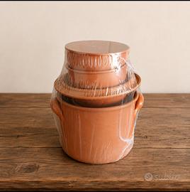 nuovo set pentole e tegami in terracotta