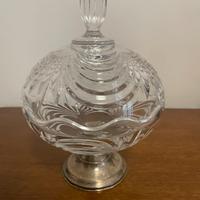 Bonbonnière in cristallo con base argento 800