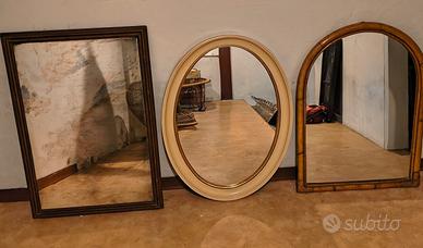 specchio vintage, d'epoca, bambu