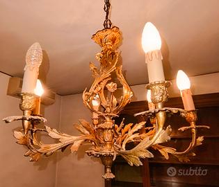 Lampadario in bronzo dorato, stile Luigi XV