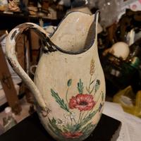 Antica Brocca Smaltata Disegno Fiore