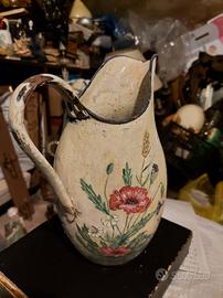 Antica Brocca Smaltata Disegno Fiore